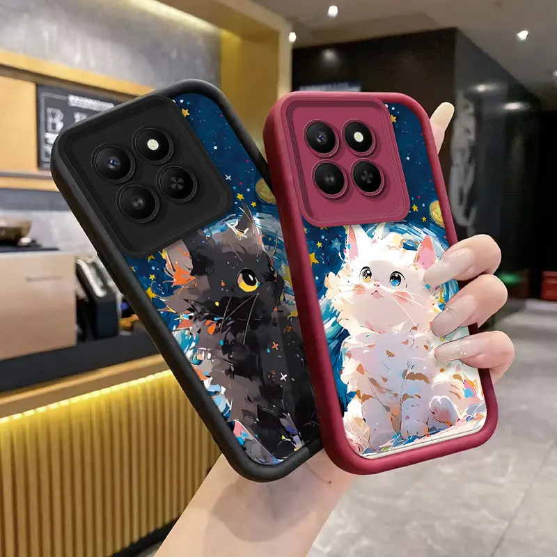 Cute Cartoon Cat Phone Case - Thick Candy Silicone Shockproof Cover