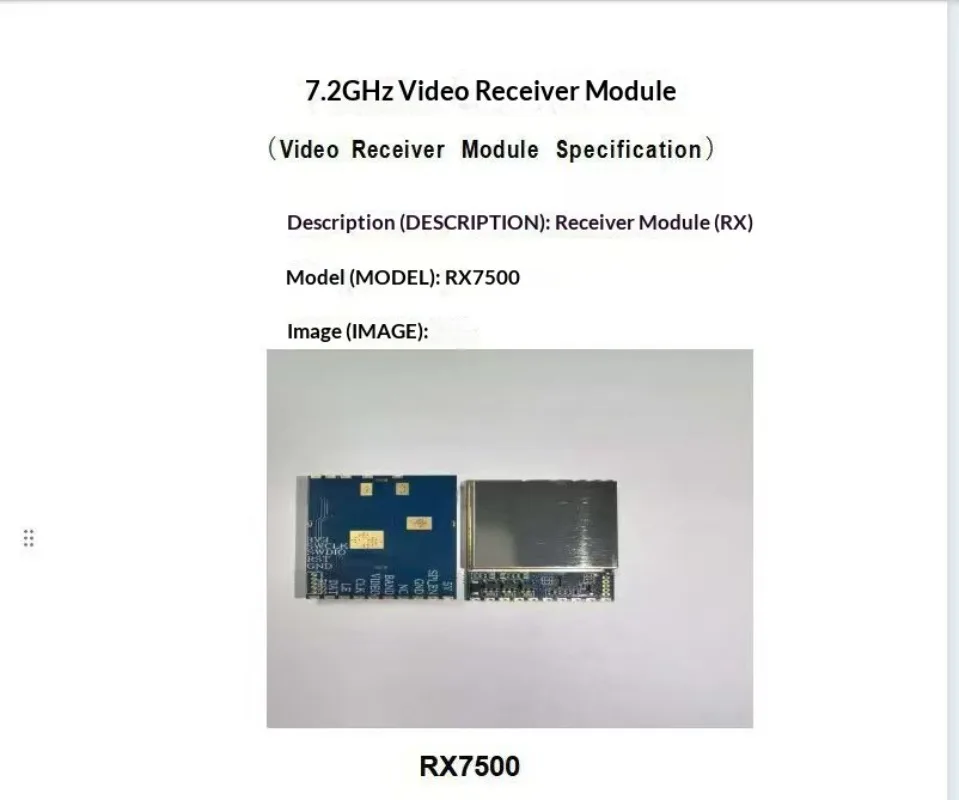 1PC RX7500 수신기 아날로그 VRX 6000-7500MHz 7.2G 무선 비디오 ..