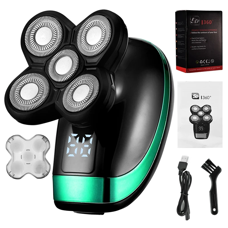 5 In 1 4D Men's Rechargeable Bald Head Electric Shaver