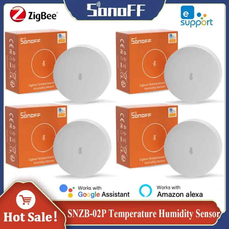 SONOFF SNZB-02P Zigbee Temperature Sensor Humidity Detector Smart Scene Via Alexa Google Home Assistant Ewelink Smart Home sonoff snzb 02 zigbee smart home real time temperature humidity feedback works with sonoff zigbee bridge ewelink app ifttt