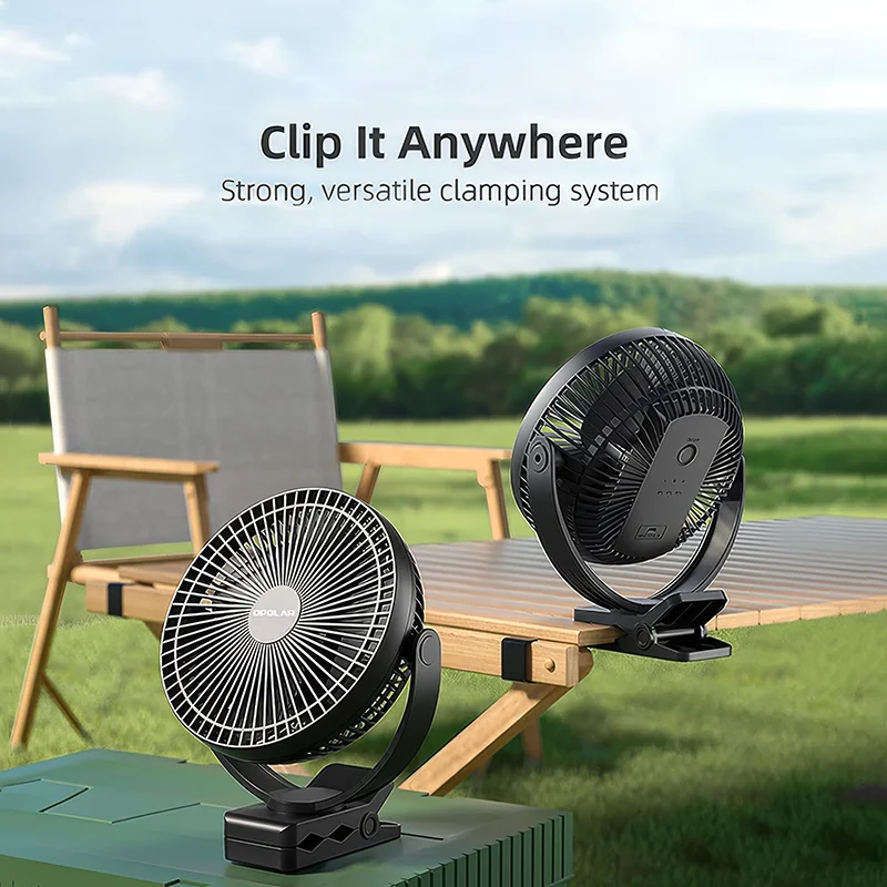 OPOLAR Oplaadbare 20 cm Clipventilator met Sterke Stille Wind, Mini USB-ventilator met Stevige Klem voor Kinderwagen, Camping, Thuis en Buiten_voghion.com
