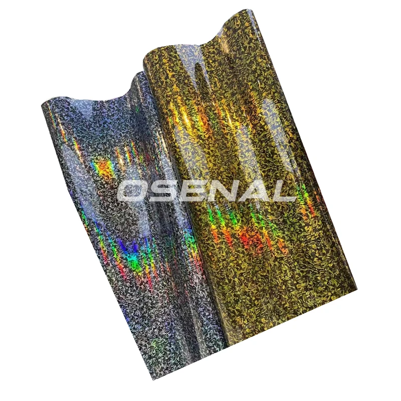 Premium Pet Gloss Holographic Gold Silver Rainbow Forgiato Carbon Laser Vinyl Wrap Roll Adesivo Decalcomania Car Wrapping Foil