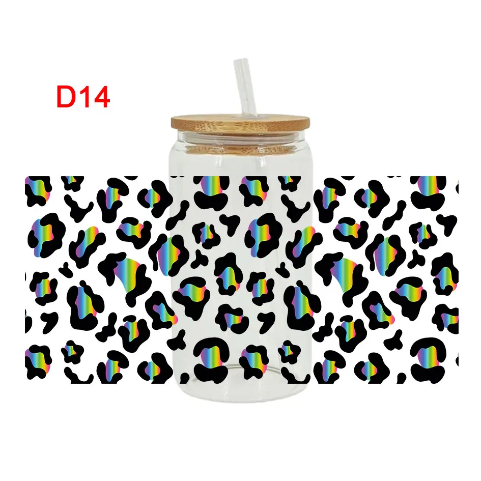 UV DTF Transfers Stickers, 16oz, Cup Wraps, Leopard Printed, DIY Glass, Ceramic, Metal, Leather, Etc D12