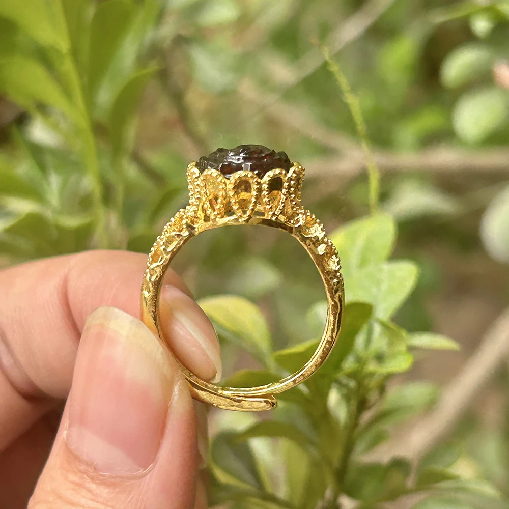 Natural Rose Red Cognac Amber/ Insect Amber Ring , Adjustable size for wearing, different ring holders, For Women Ring Gift 6