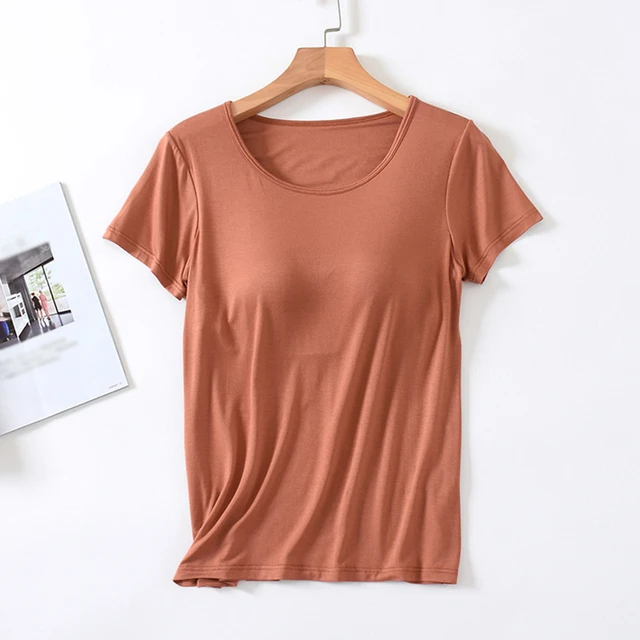 One Bandwomen's Slim Fit T-shirt With Built-in Bra - Summer