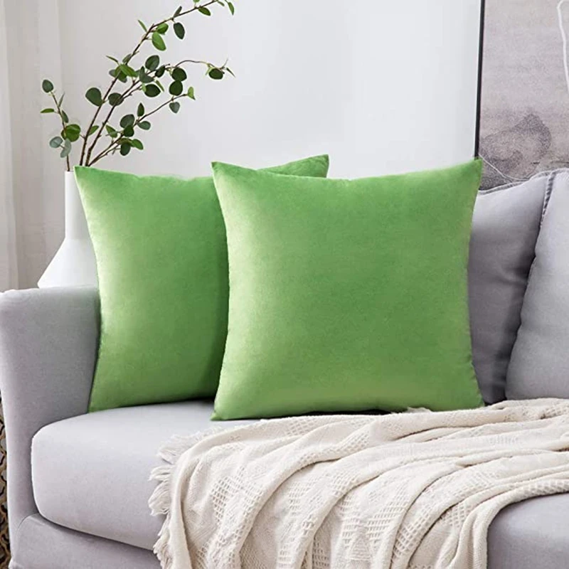 Inyahome Acqua Green Luxury Velvet Cushion Cover Pillow Cover Pillowcase Home Decorative Pillow Pillowslip Sofa Throw Pillows