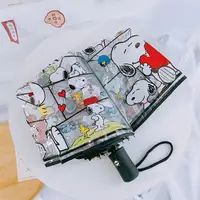 Transparent Snoopy Umbrella Men's Three-fold Umbrella Full Automatic Internet Celebrity Straight Handle Umbrella Cute Folding Ch 2