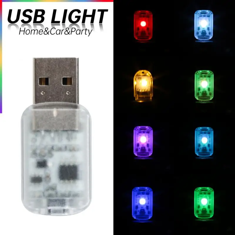Mini LED Night Light USB Car Light LED Atmosphere Auto Ambient Nightlight Neon Interior Lamp Emergency PC Mobile Power Charging Book Light
