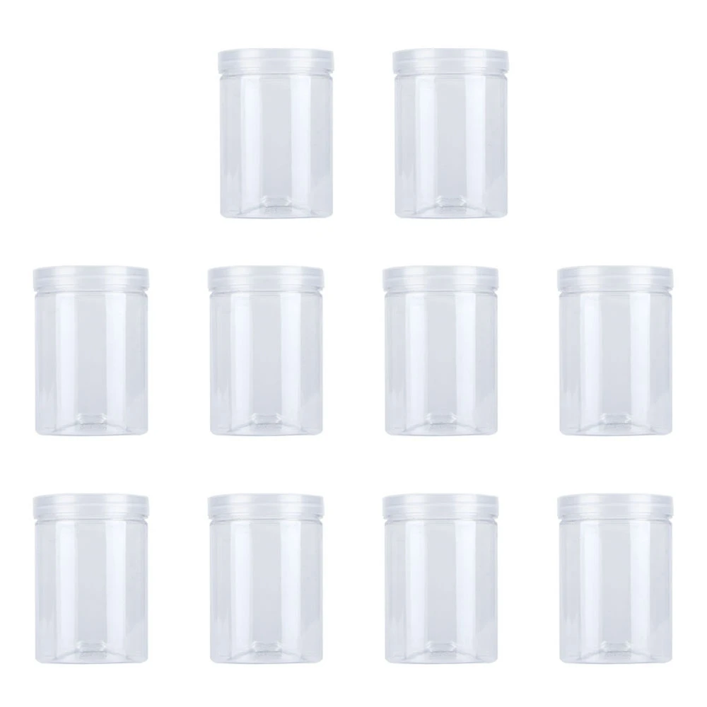 

10 Pcs 500Ml Food Jar Sealed Transparent Plastic Kitchen Can Snacks Containers with Lid for Candy Cookies Scented
