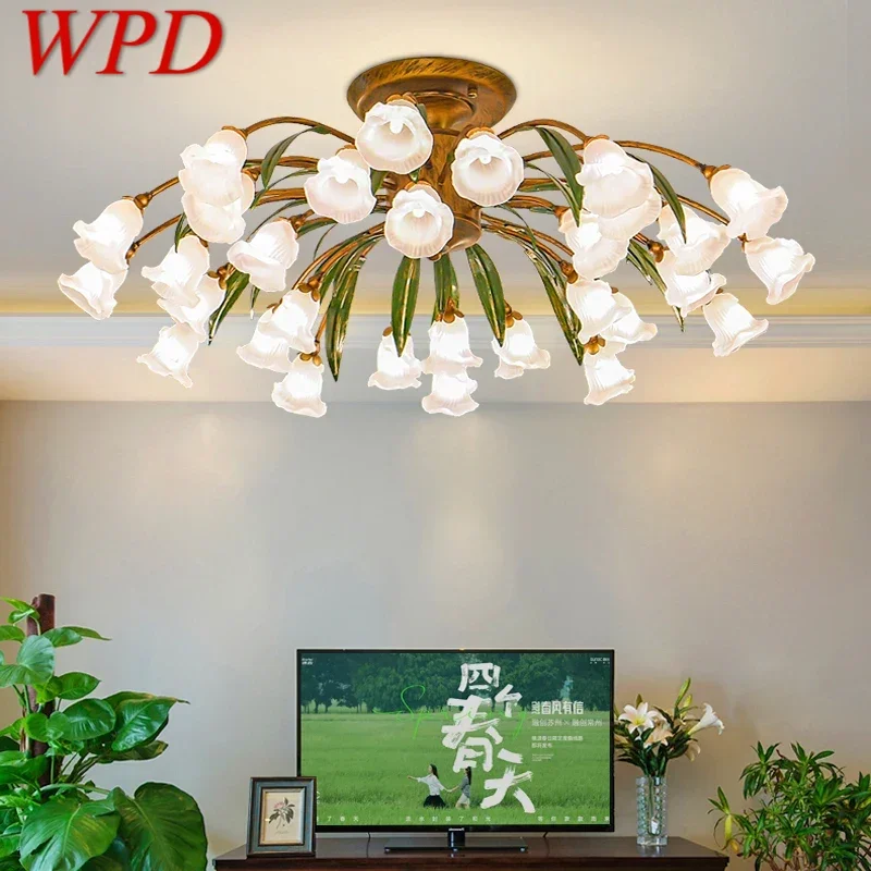 

WPD American Pastoral Ceiling Light French LED Creativity Flower Living Room Dining Room Bedroom Home Decoration Lamp
