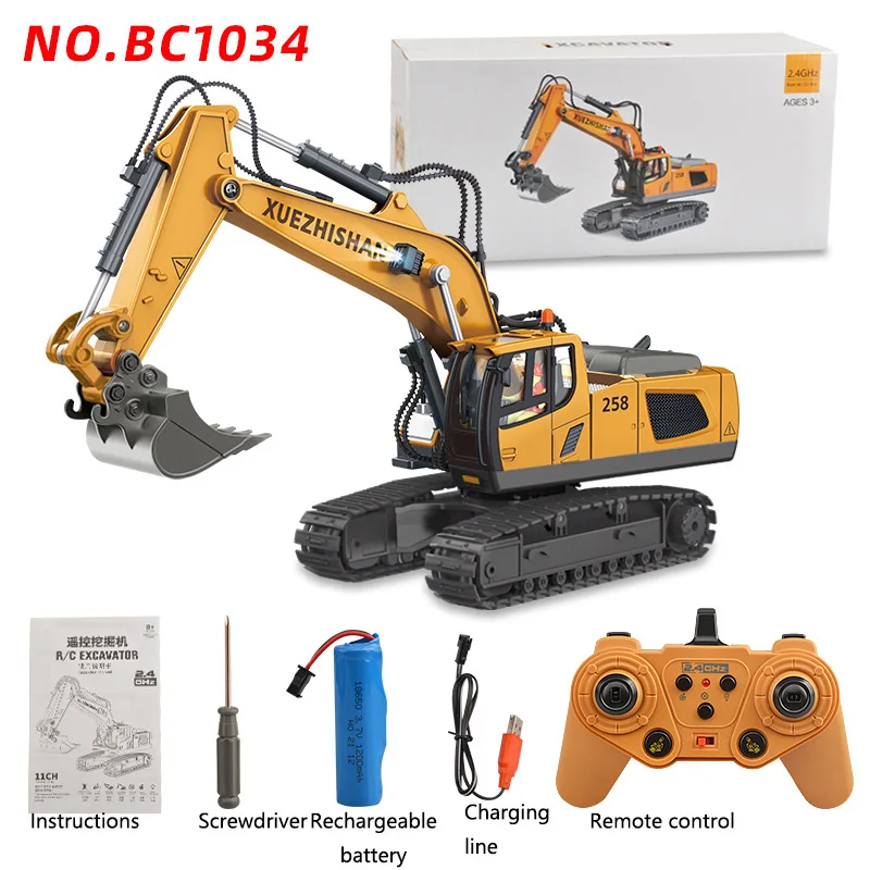 1: 20 Large Alloy Remote Control Excavator 11 Channel Crawler Excavator Children Boy Competition Engineering Vehicle Model Toy remote control cars & trucks RC Cars