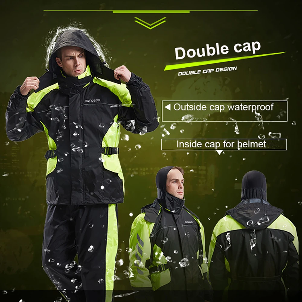 MOTOBOY Motorcycle Raincoat Split Breathable Reflective Motocross Riding Raincoat Rainstorm Prevention Rain Pants Suit
