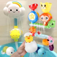 Baby Water Toys Wall Suction Cup Marble Race Run Track Baby Bath Tub Water Spray Bathroom Bathing Shower Toys for Children 2