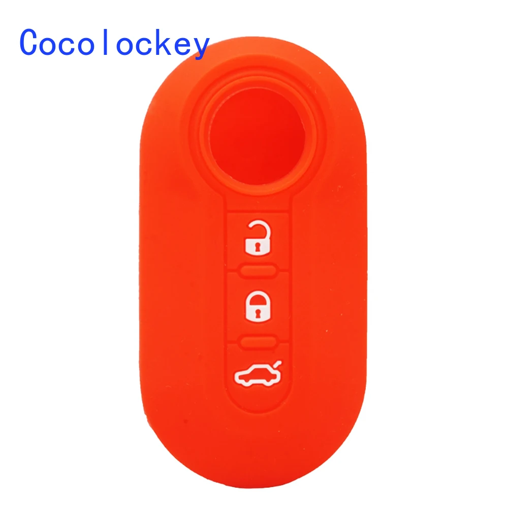 Cocolockey Silicone Car Key Cover Case Holder for Fiat 500 Panda Punto Bravo 3 Buttons Flip Remote Key No Car Accessories