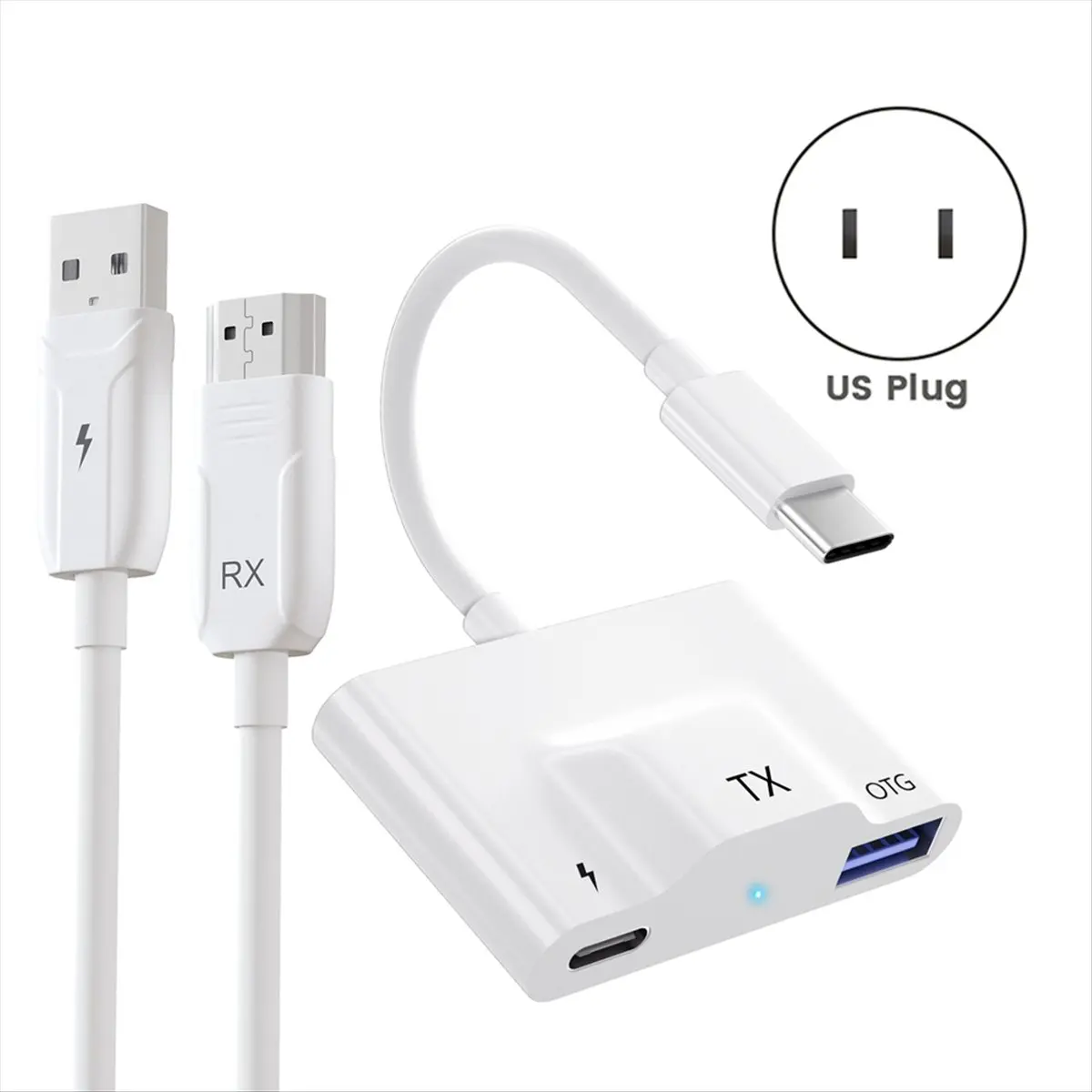 A23G 무선 HDMI 호환 송신기 및 수신기, 스마트폰용 비디오/오디오를 TV/프로젝터/모니터로 스트리밍 화이트