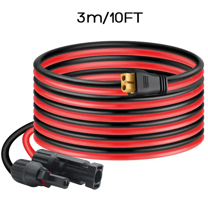 מחבר פאנל סולארי 6m/20FT 3m/10FT 12AWG לכבל XT60 עבור מחוללי סולארי ALLPOWERS Ecoflow River Delta Anker Bluetti