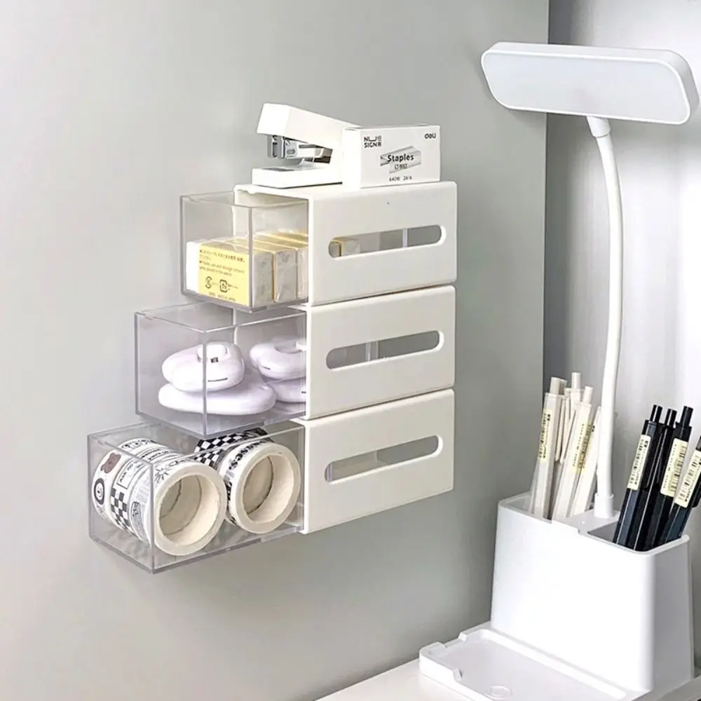

Pull-out Design Wall-Mounted Cotton Swab Storage Box Dustproof Punch-free Telescopic Storage Box Plastic Hanging Mini Glove Box