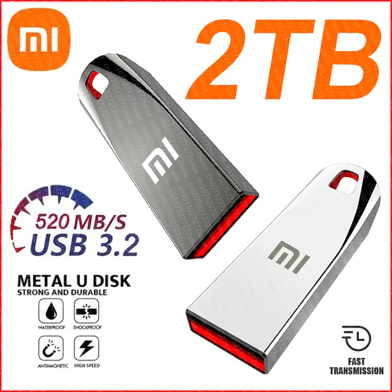 Flash Drive Xiaomi 2TB USB3.2 Flash Drive 1TB Large Capacity High Speed Data Transfer Portable Storage U Disk