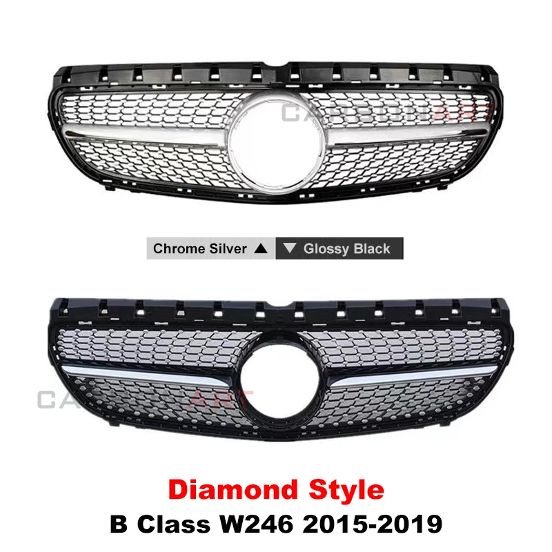Frontgrill Diamond Silber (2015-2018) 🚀 Für Mercedes B-class W246 2011-2018 – Mache Dein Auto Einzigartig | DDTuning