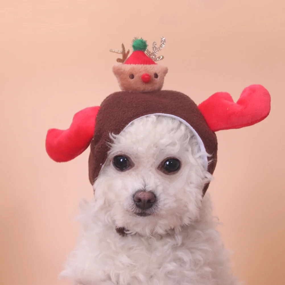 

Pet Headgear Decorative Puppy Hat Cosplay Carnival Antlers Cotton Birthday Dog Cartoon Cap