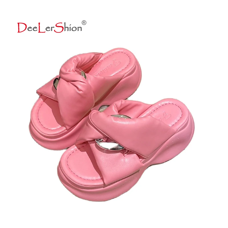 

Сандалии женские на платформе, удобные тапочки на танкетке, без застежки, однотонные пляжные, модная обувь, лето 2023