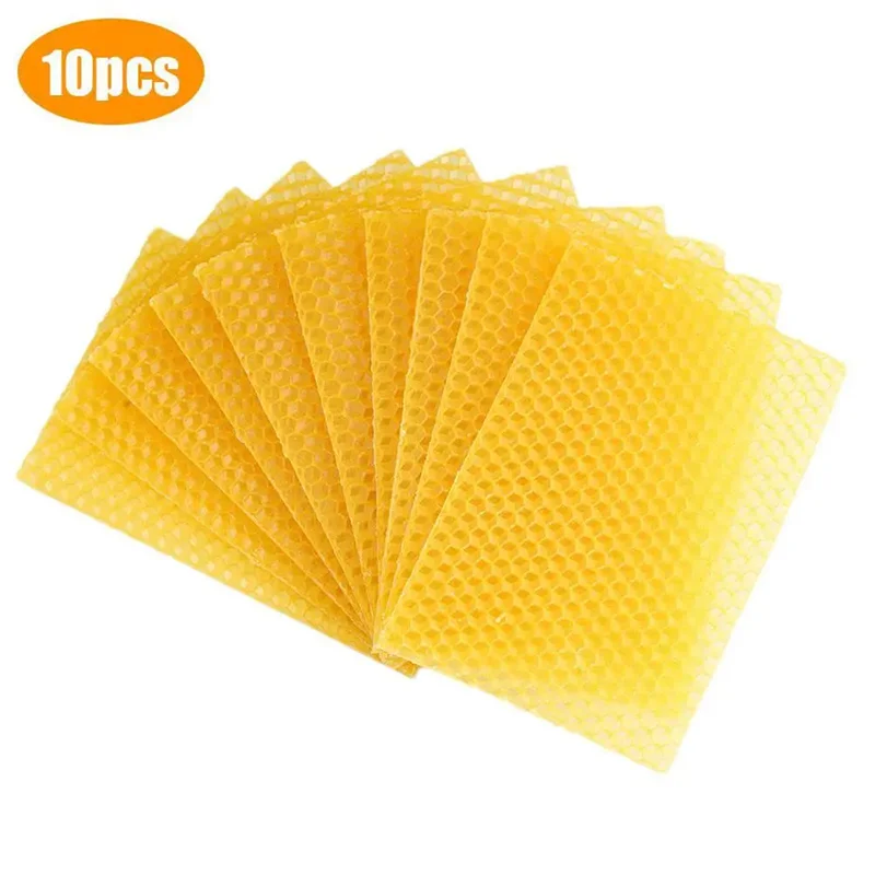 10Pcs Beeswax Sheets Candle Making Craft DIY Kits Honey Candles Maker Full Bees Wax Honeycomb Beekeeping Foundation Sheets beeswax candle making kits