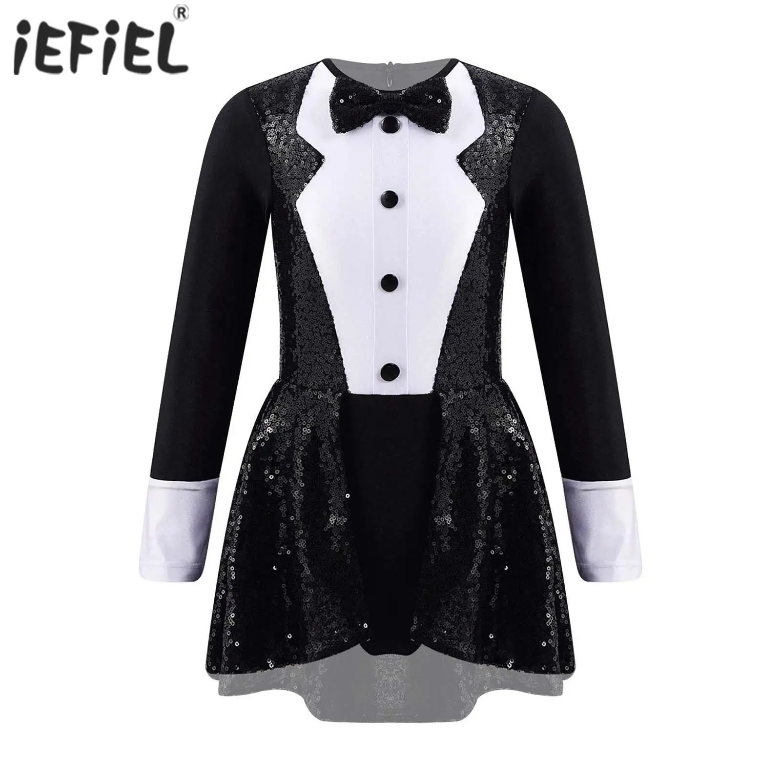 

Girls Sequins Tailcoat Jackets Tuxedo Cosplay Show Fancy Dress Up Circus Ringmaster Showman Bowtie Tuxedo Dress Cosplay Costume