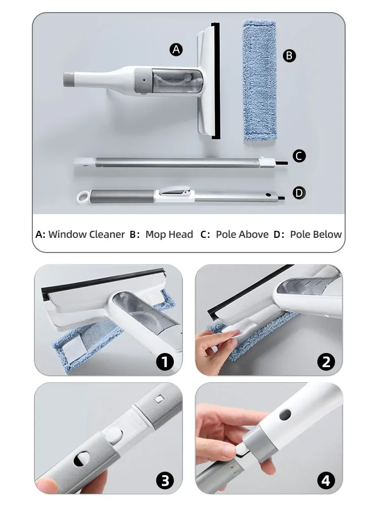Joybos Multifunctional Spray Mop Window Cleaner Glass Wiper with Silicone Scraper Shower Wiper Floor Cleaning Mop Window Washer window cleaning squeegee window cleaner window cleaning tool cleaning scraper silicone scraper glass scraper glass window scraper cleaning squeegee shower squeegee cleaning mop