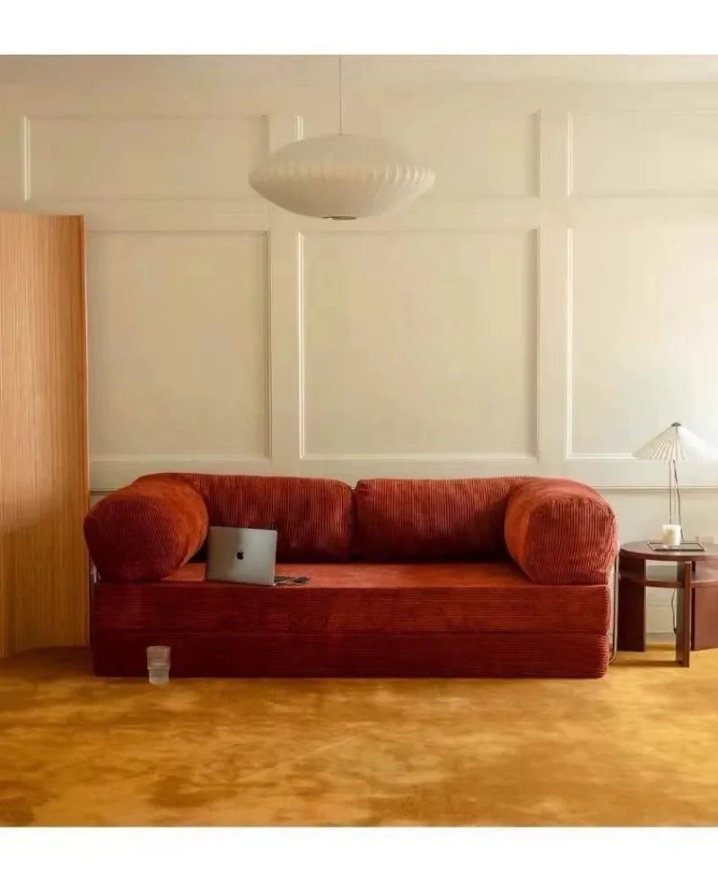 Fabric Sofa Bed Retro American Style Modular Couch Small Apartment Living Room Detachable Washable Lazy Sofa Bed Comfort Design