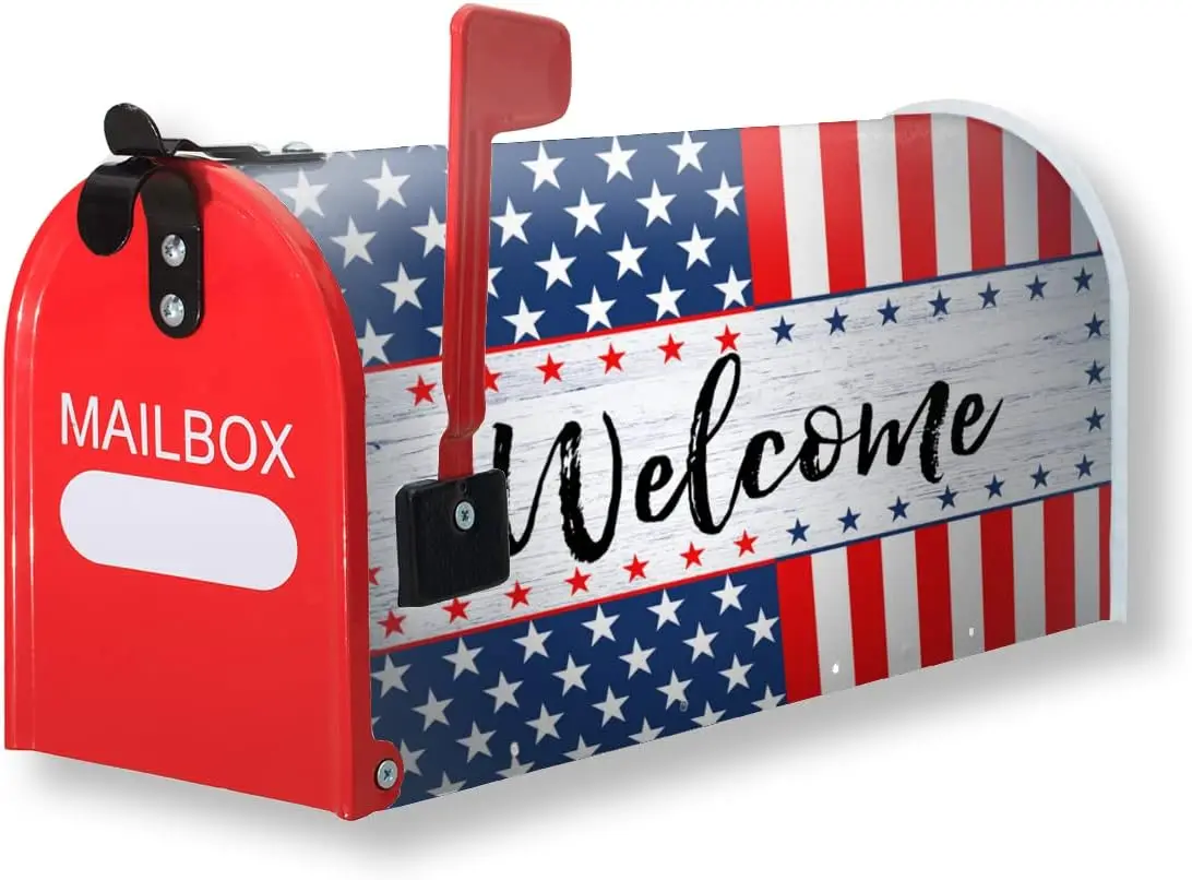 Welcome Mailbox Covers American Flag Patriotic Mailbox Cover Magnetic US Independence Day 4th of July Covers Garden
