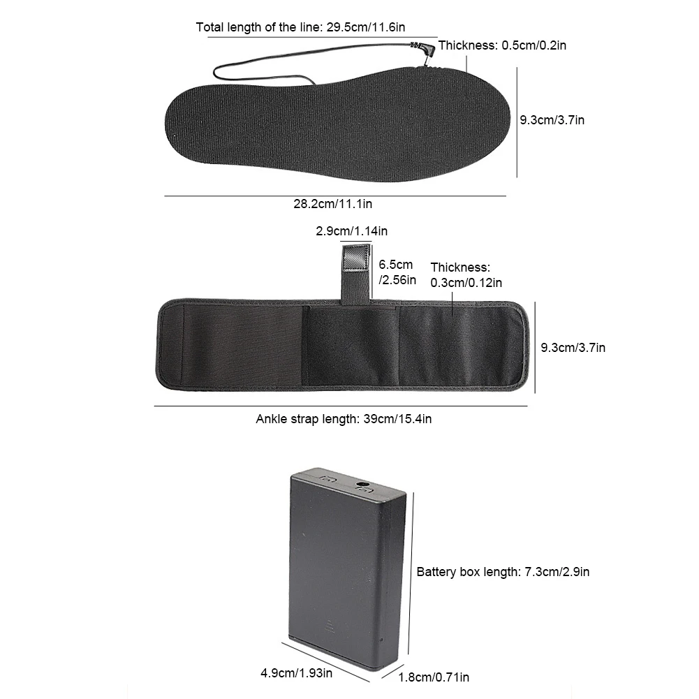 Electric Heated Insoles with Battery Box Outdoor Thermal Insoles Reusable Warming Shoe Insoles for Outdoor Sports