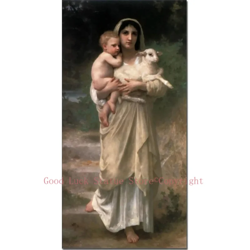 

wholesale painting # good quality # TOP Art # Virgin Mary with Christ and sheep art oil painting on canvas-- GOOD 36" inches