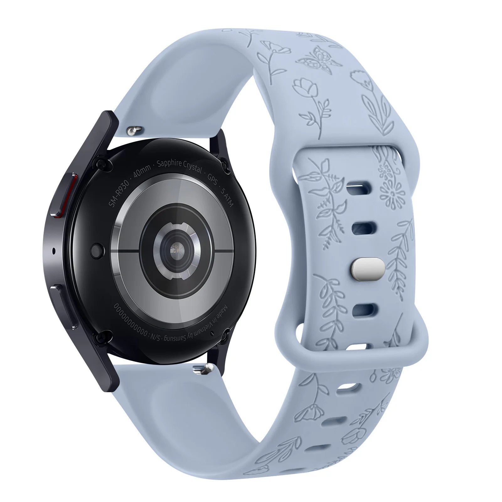 Floral Engraved 20mm Watch Strap
