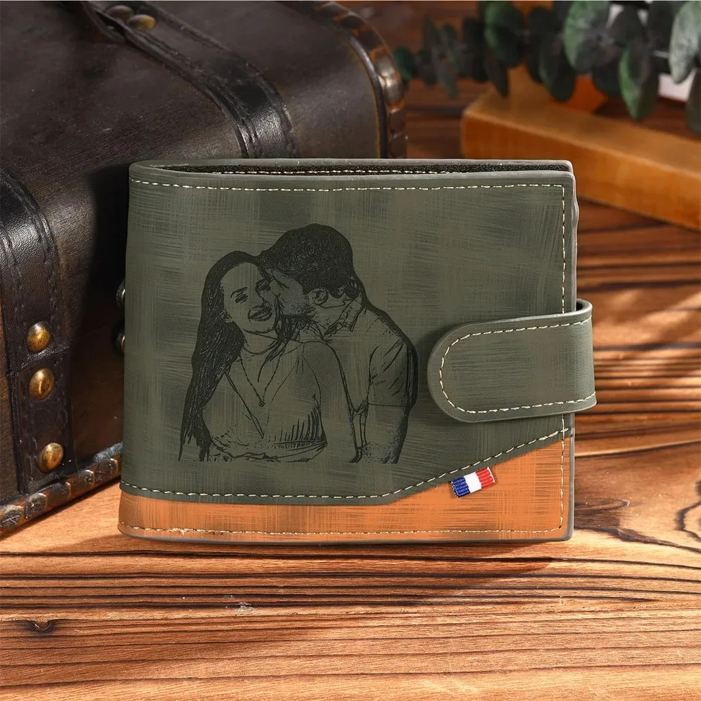 Personalized Picture Wallet for Men Gift for Men Customized Engrave Wallet with Name Him Birthday Anniversary Gift for Husban 1