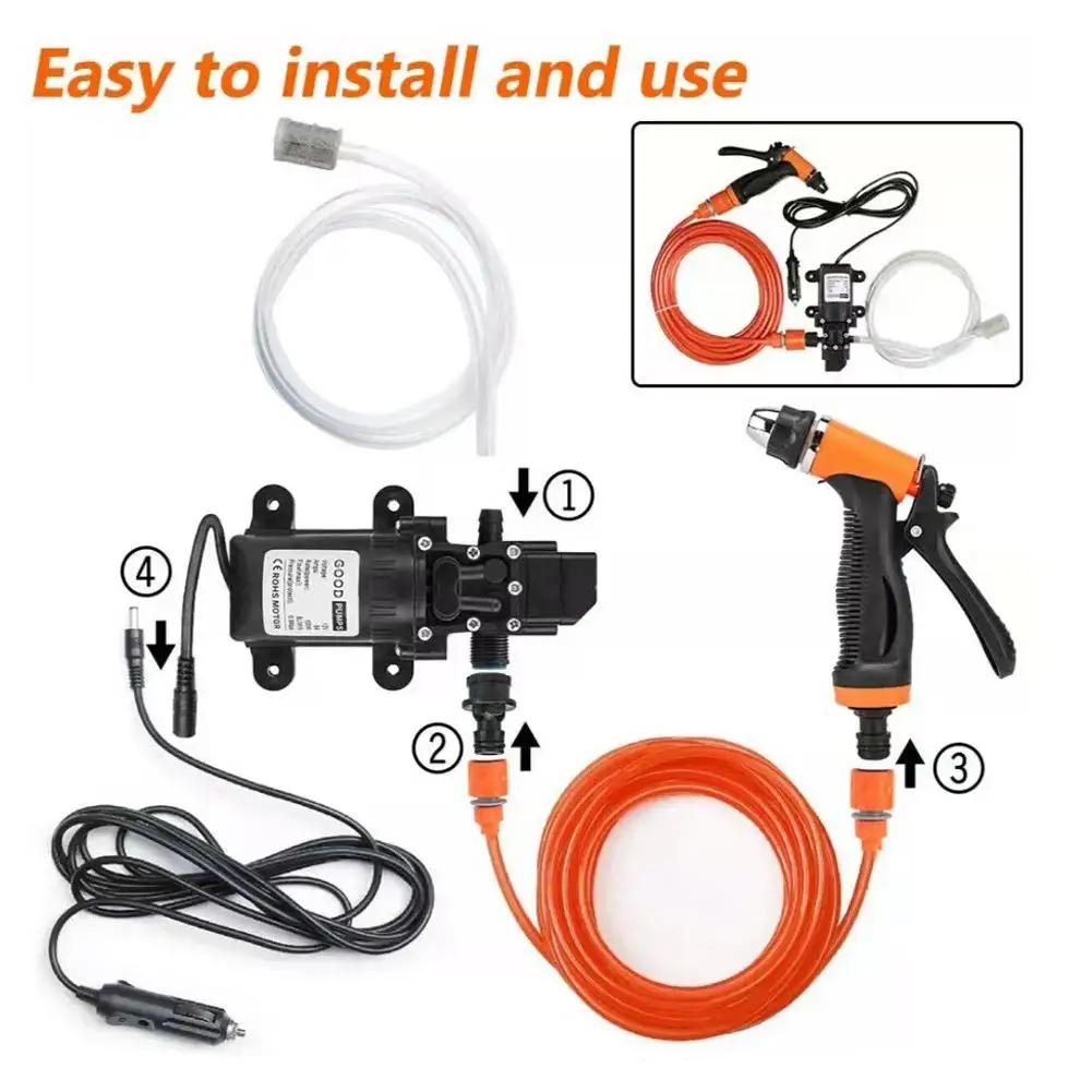 12v 휴대용 자동차 세탁기 100w 130psi 자동차 청소용 스프레이 건이 있는 고압 워터 펌프 자동차 디테일링 캠핑 Y9r0