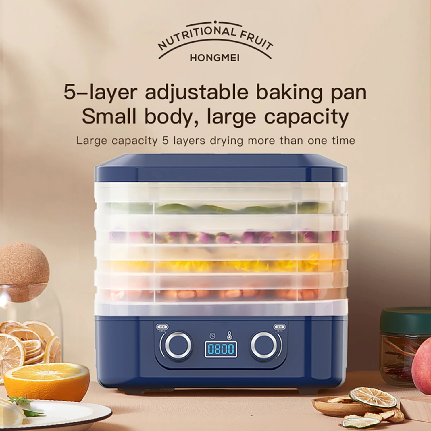 Food Dryer Fruit Vegetable Air Dryer Meat Dehydrated Dried Fruit Machine Smart Timed 5 Layers Adjustable Trays DIY Baking Tools fruit dryer
