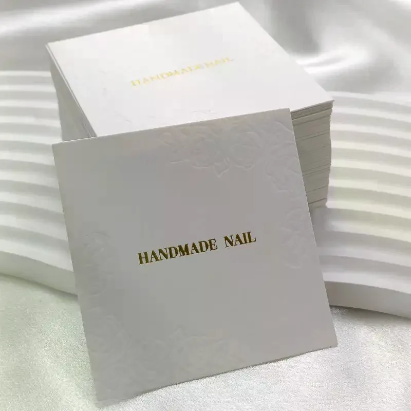 20 Sheets/Bag Press On Nails Packaging Cards - 75x75mm Rose Embossed Display Show Cards for Handmade False Nail Manicure Tools