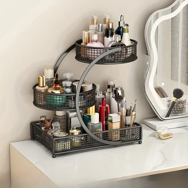 Varnished Metal Makeup Rack 1