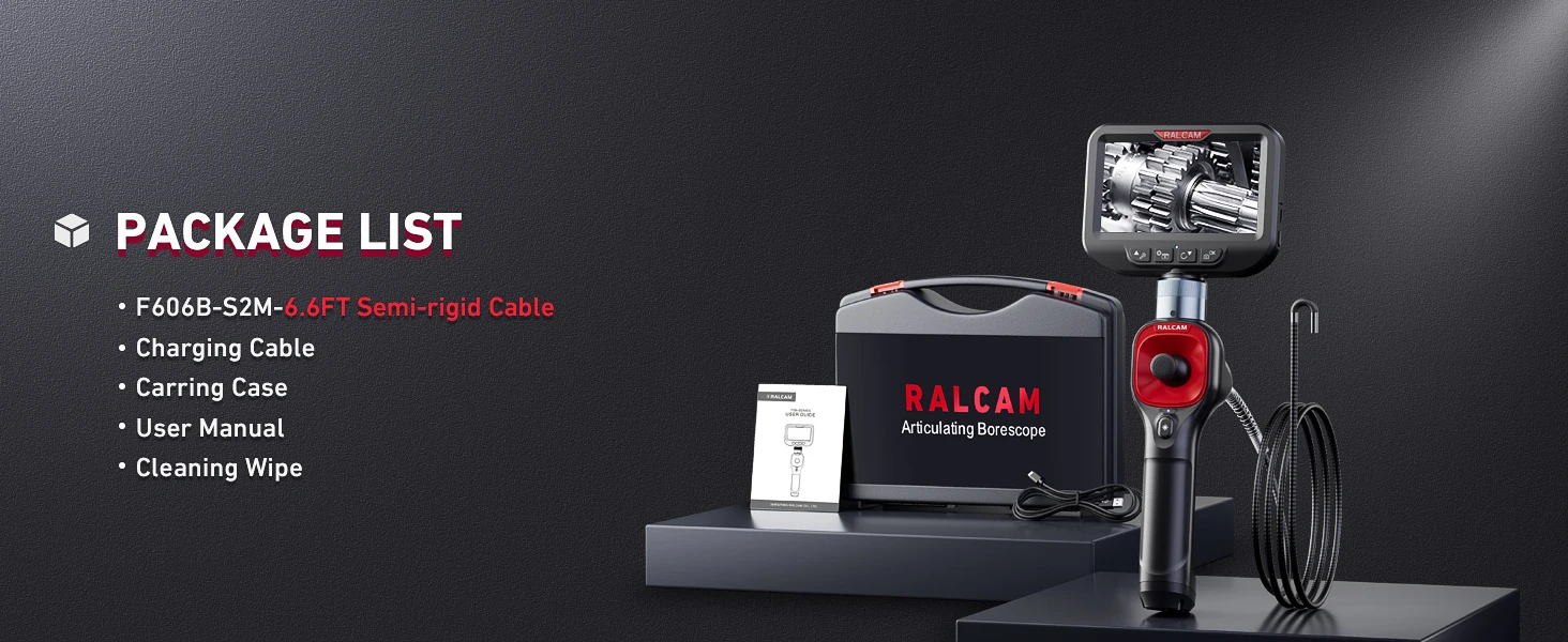 360° Joystick Articulating Borescope, 6.2mm 4 Ways Automotive Endoscope Inspection Camera with 6 Adjustable LED Lights SnakeTube