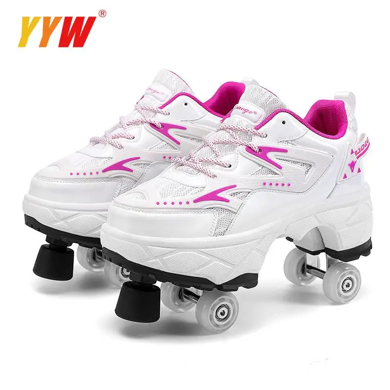 2023 New Dualpurpose Roller Skating Deformation Shoes Double Row