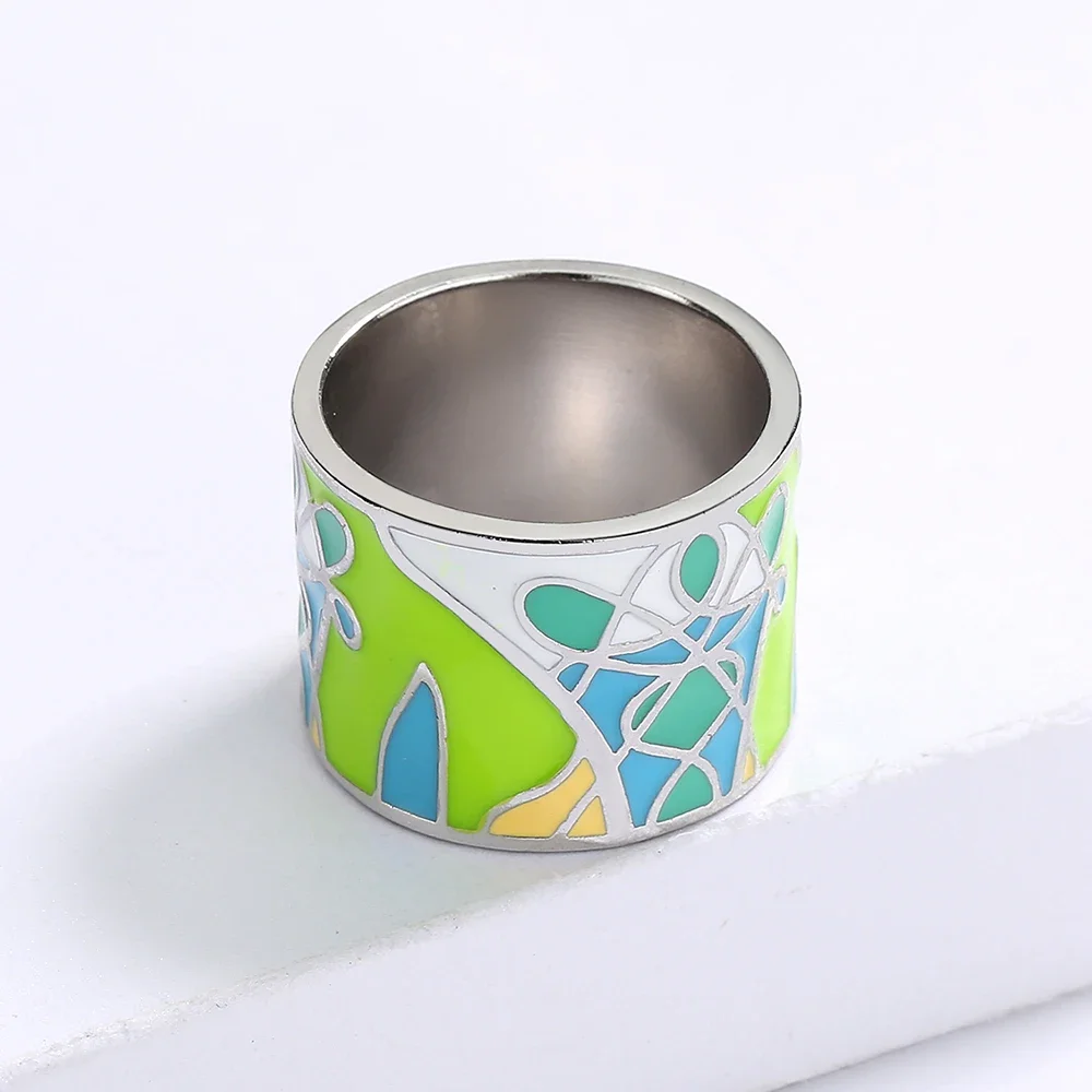 Wedding rings silver rings silver ring gold plated rings gold plated silver ring gold rings golden ring gemstone ring emerald gemstone ring jade ring Women's Epoxy Leaf Shape Ring Handmade Enamel Jewelry Wedding Bridal Jewelry Engagement