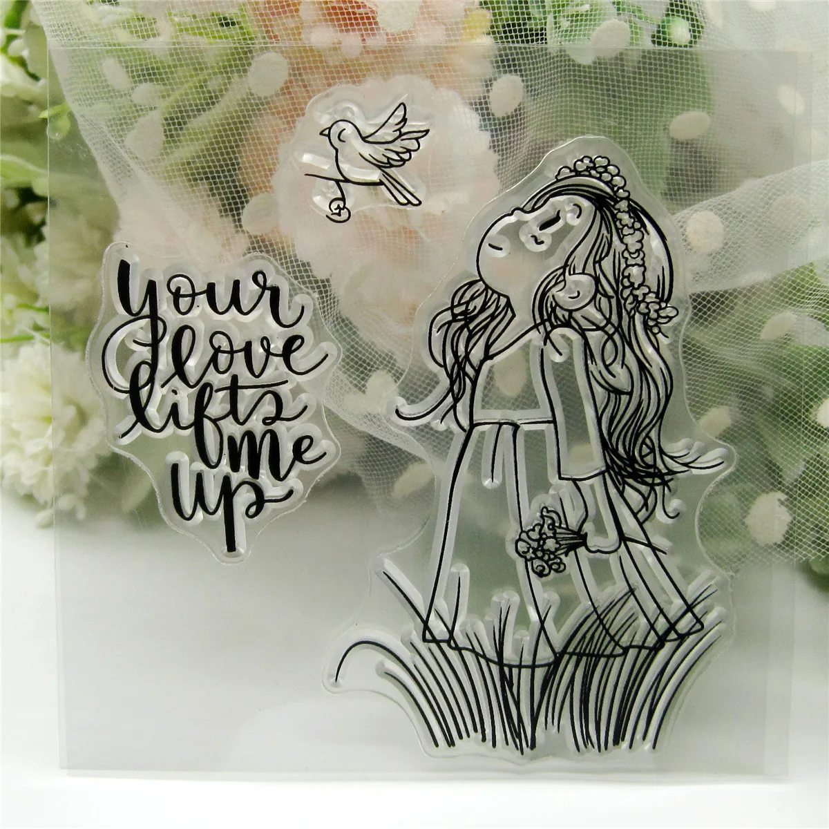 Transparent Silicone Rubber Stamp and Metal Die Sheet Cling Clear Girl DIY Scrapbooking Cute Pattern Photo Album clear stamps clear rubber stamps