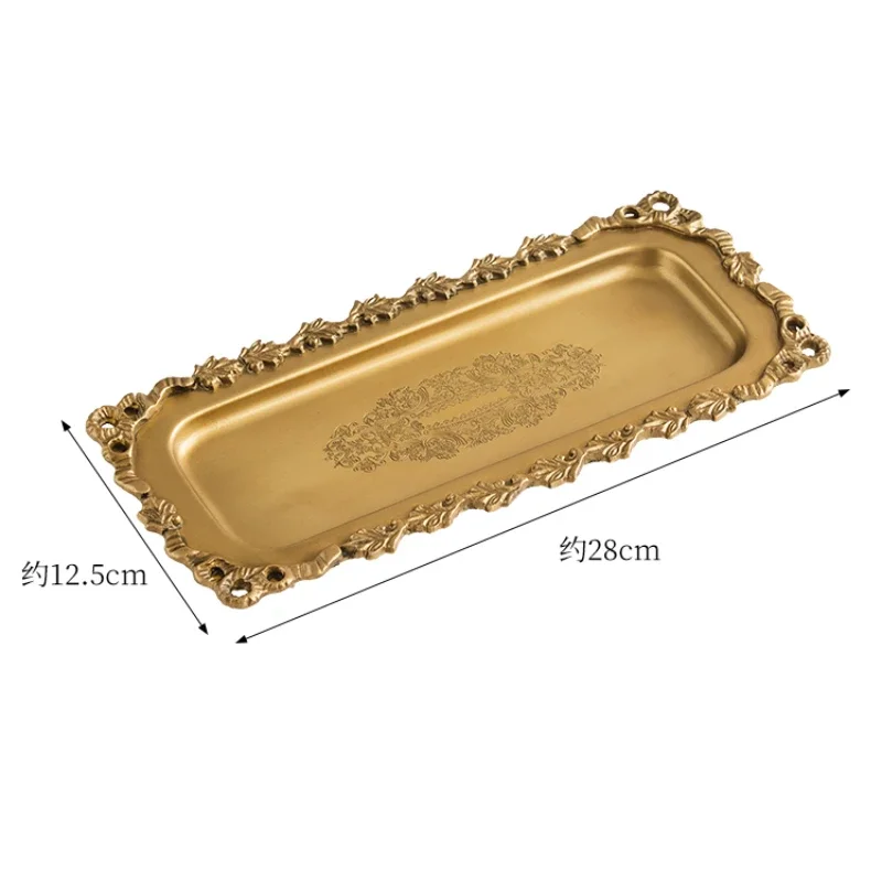 European style luxury brass storage tray Candle Aromatherapy Storage Tray High end bedroom dressing table jewelry plate 6
