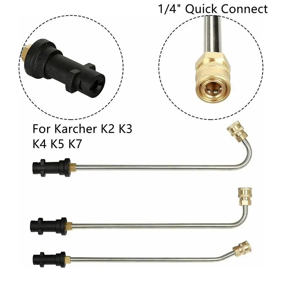 2pcs Pressure Washer Extension Wand For Karcher K2-K7 – 40cm Straight Lance + 22cm Curved Rod, Stainless Steel-796648