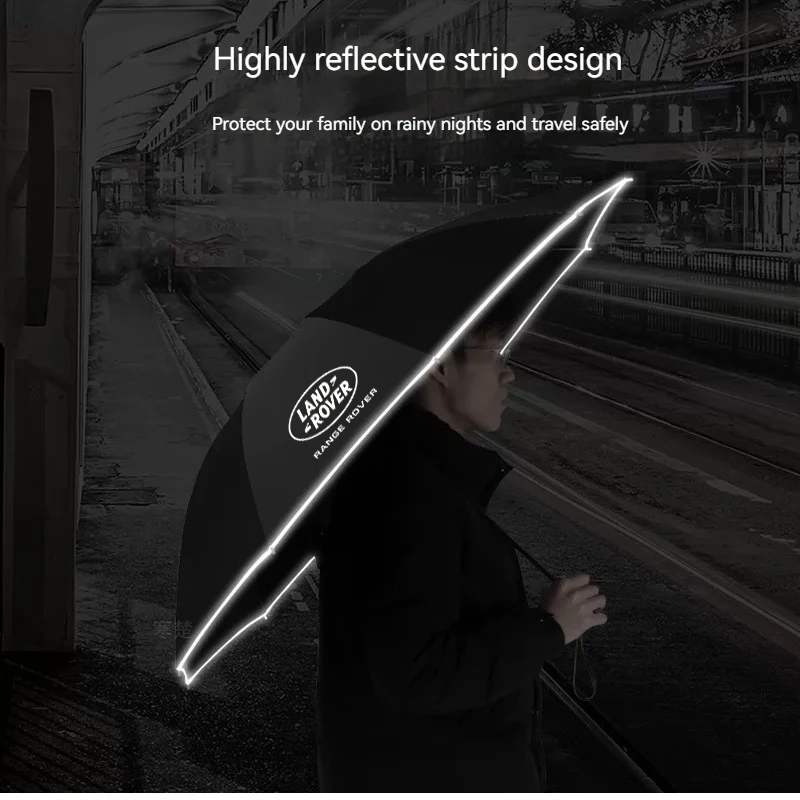 Land rover range rover discovery evoque velar freelander defender car fully automatic reflective sun umbrella folding sunshade umbrella sets car logo umbrella