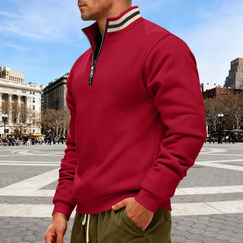Stand-up Collar Half Zipper Men's Sports & Fitness Sweatshirt - Image 3