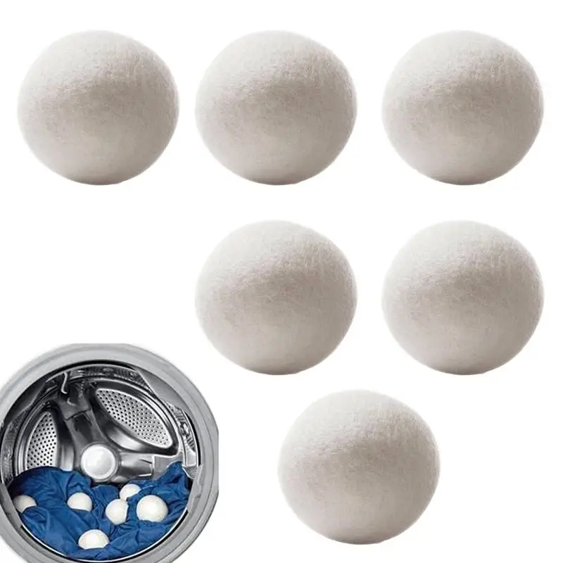Dryer Wool Balls Drying Time Shortener Set Of 6 Reusable Fabric Softener Ball Reduces Clothing Wrinkles And Saves Drying Time