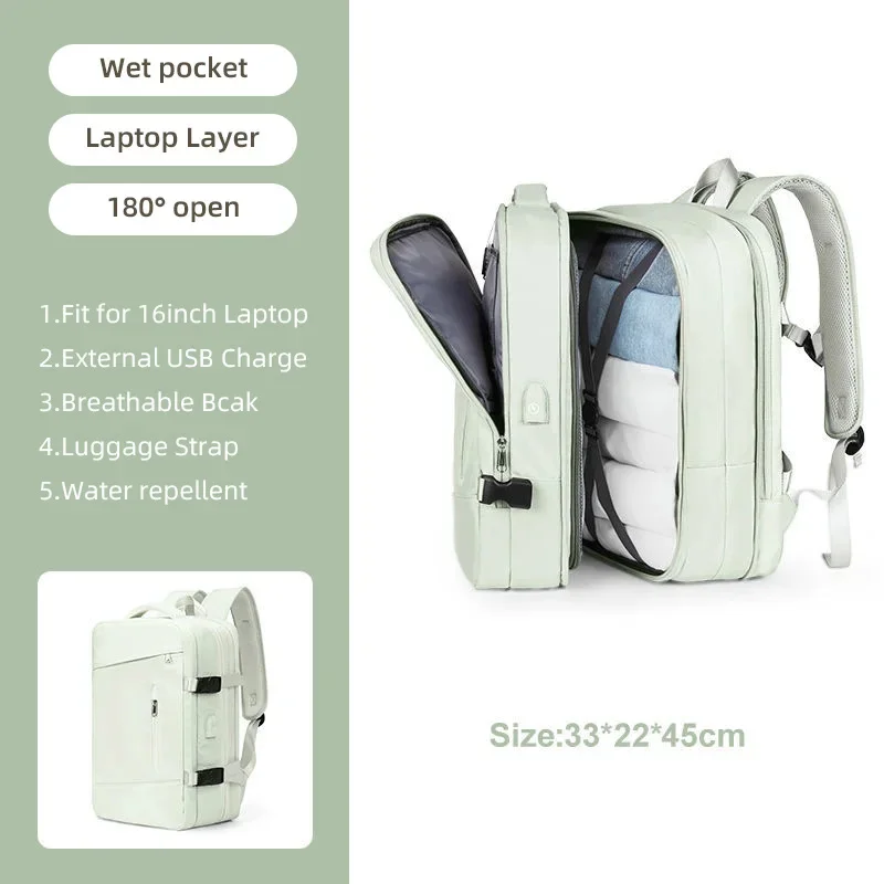 thumbnail image 1 of Mochila de viaje extensible, unisex, para ordenador portátil, para mujer, bolsas de equipaje grandes, para hombres, estudiantes, viajes de negocios, mochila con carga USB XA299C, 1 of 5