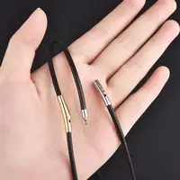 Collier en corde de cire en cuir noir de 2mm, Tube en acier inoxydable, fermoir, bricolage, colliers unisexes, chaîne, accessoires de bijoux, nouveau 4