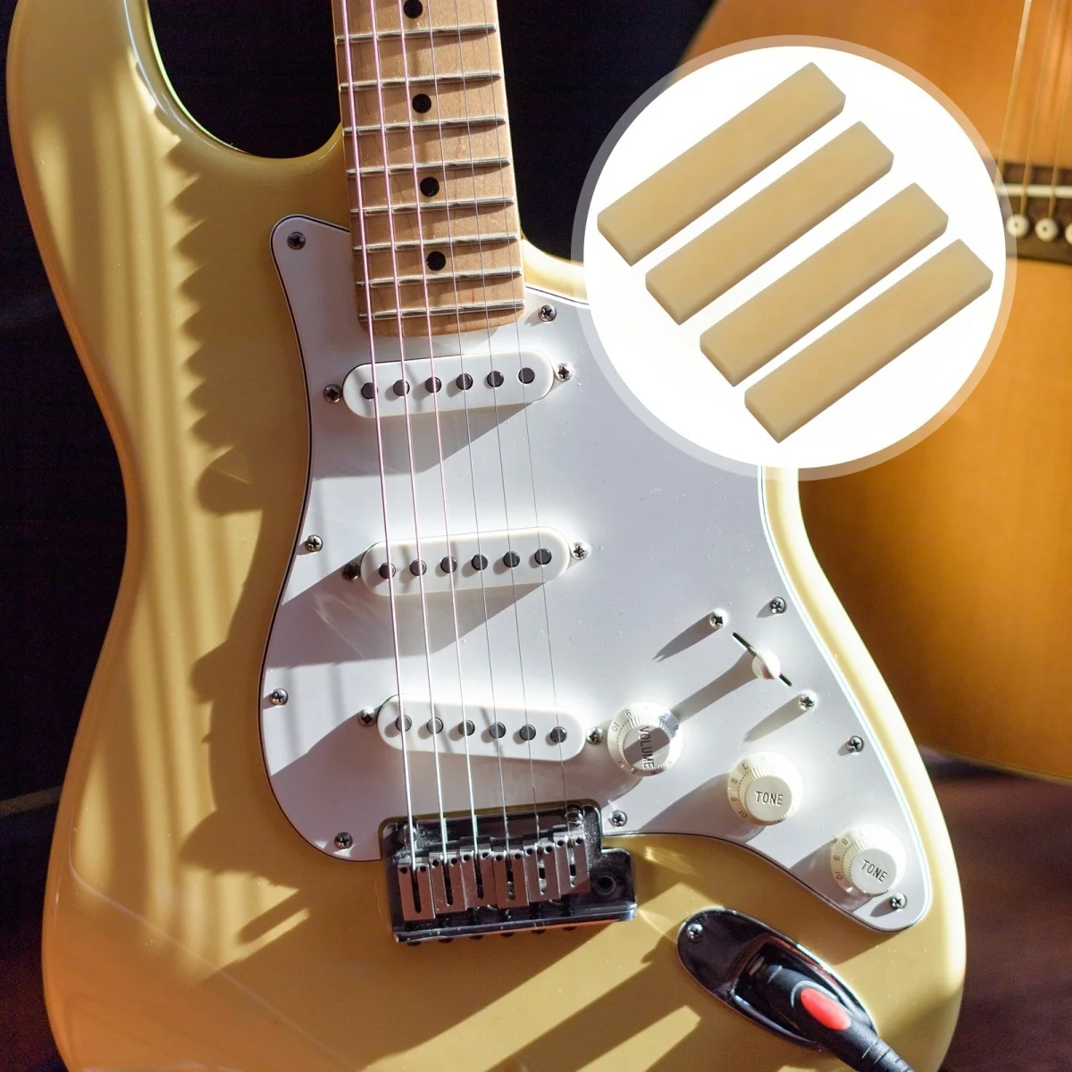 Miwayer 6-saitige 3/5/10 Stück ungebleichte leere Knochenmutter für klassische Gitarre 52 x 6 x 10 mm Gitarrenbauer DIY Sattelsteg – Detail 6
